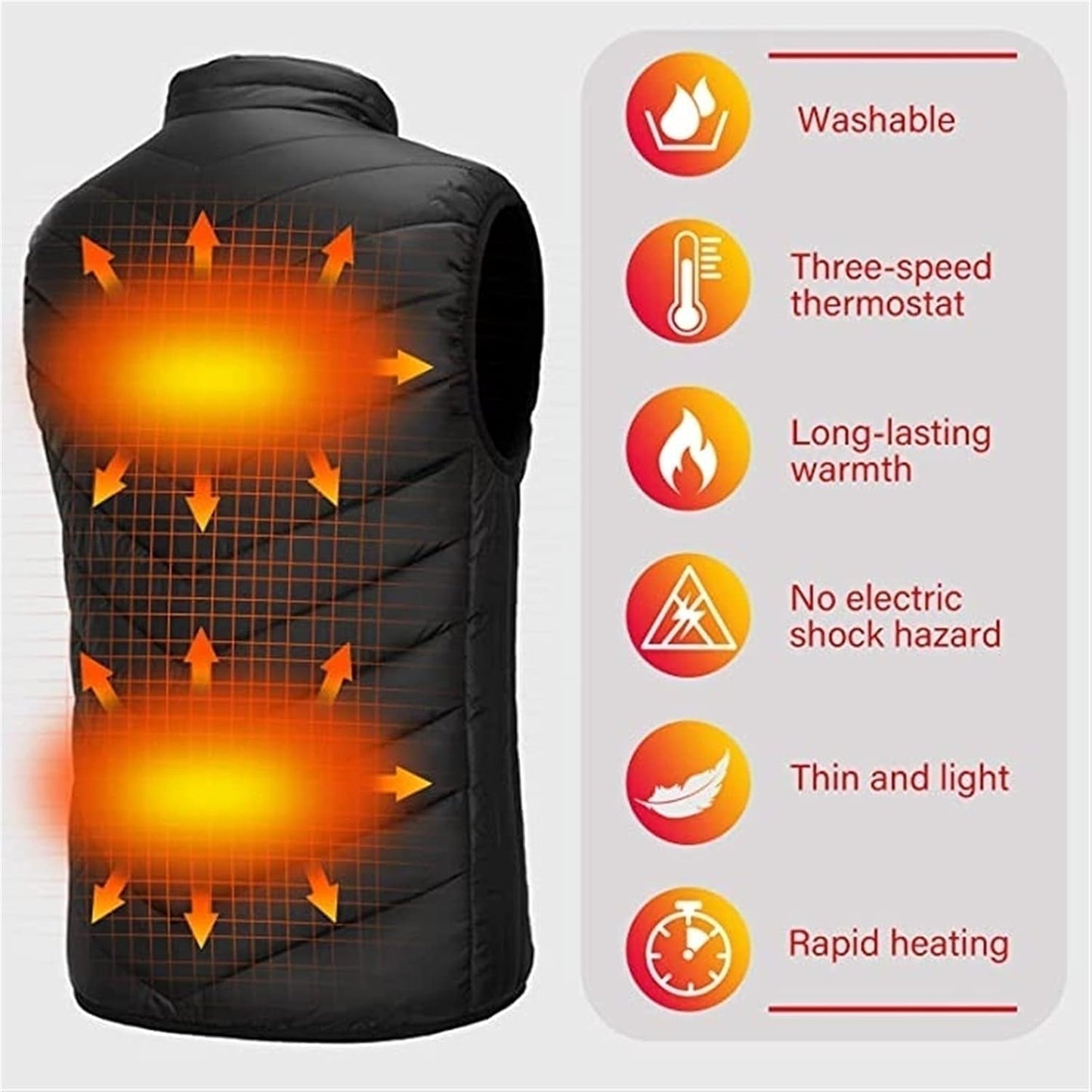 Battery-Powered Heated Vest – 3-Zone Warmth for Outdoors & Everyday Wear