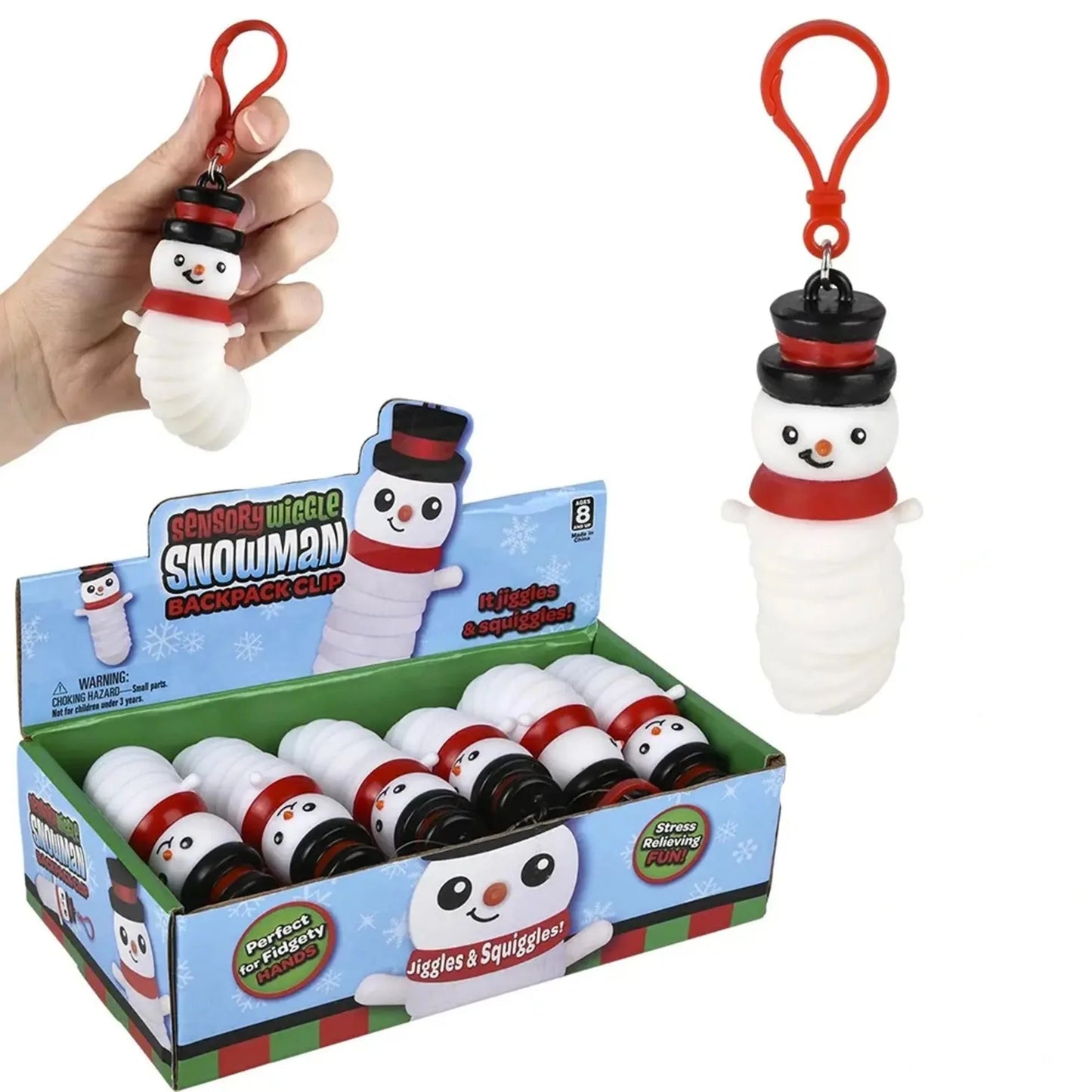 Wiggle Snowman Backpack Clip In Bulk