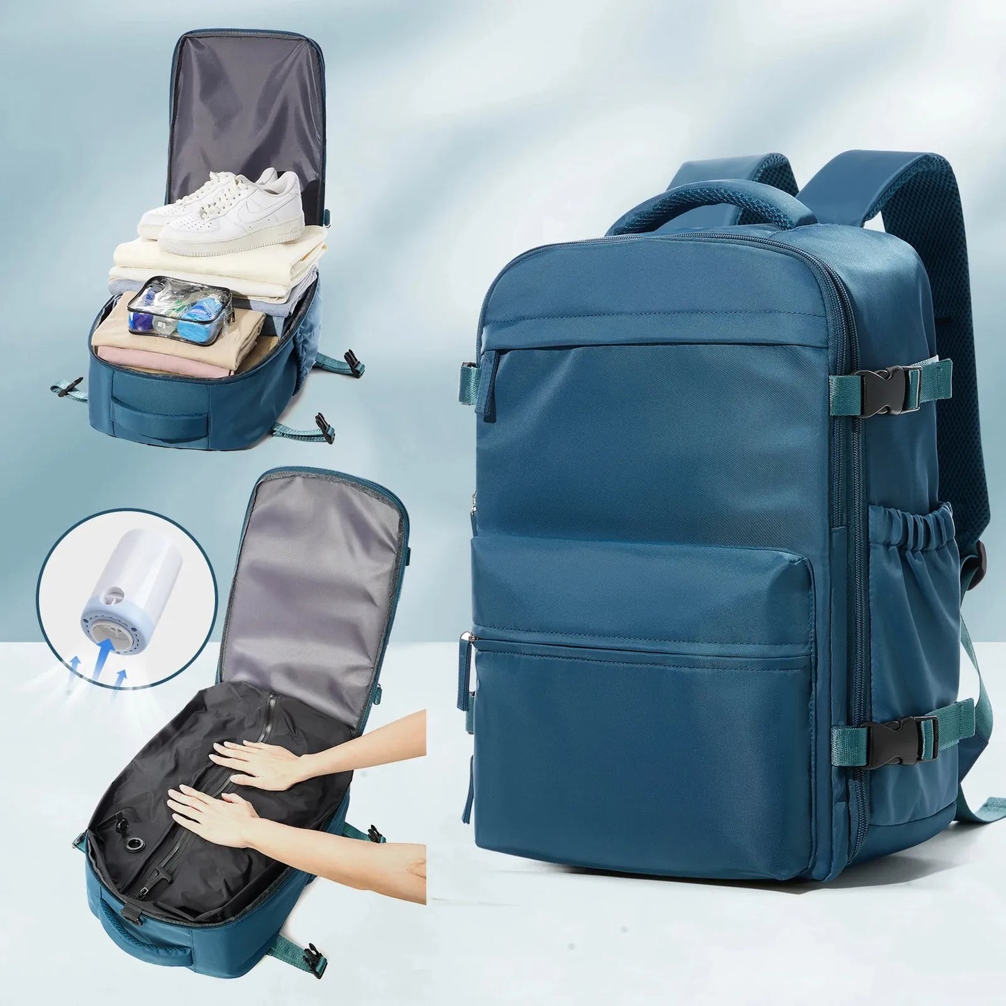 Vacuum Travel Backpack – Expandable Compression & Laptop Bag