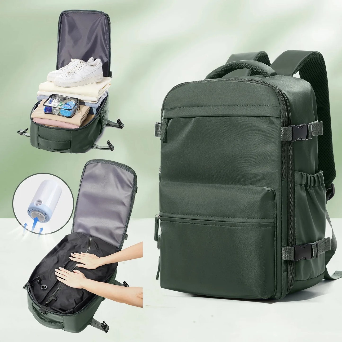 Vacuum Travel Backpack – Expandable Compression & Laptop Bag