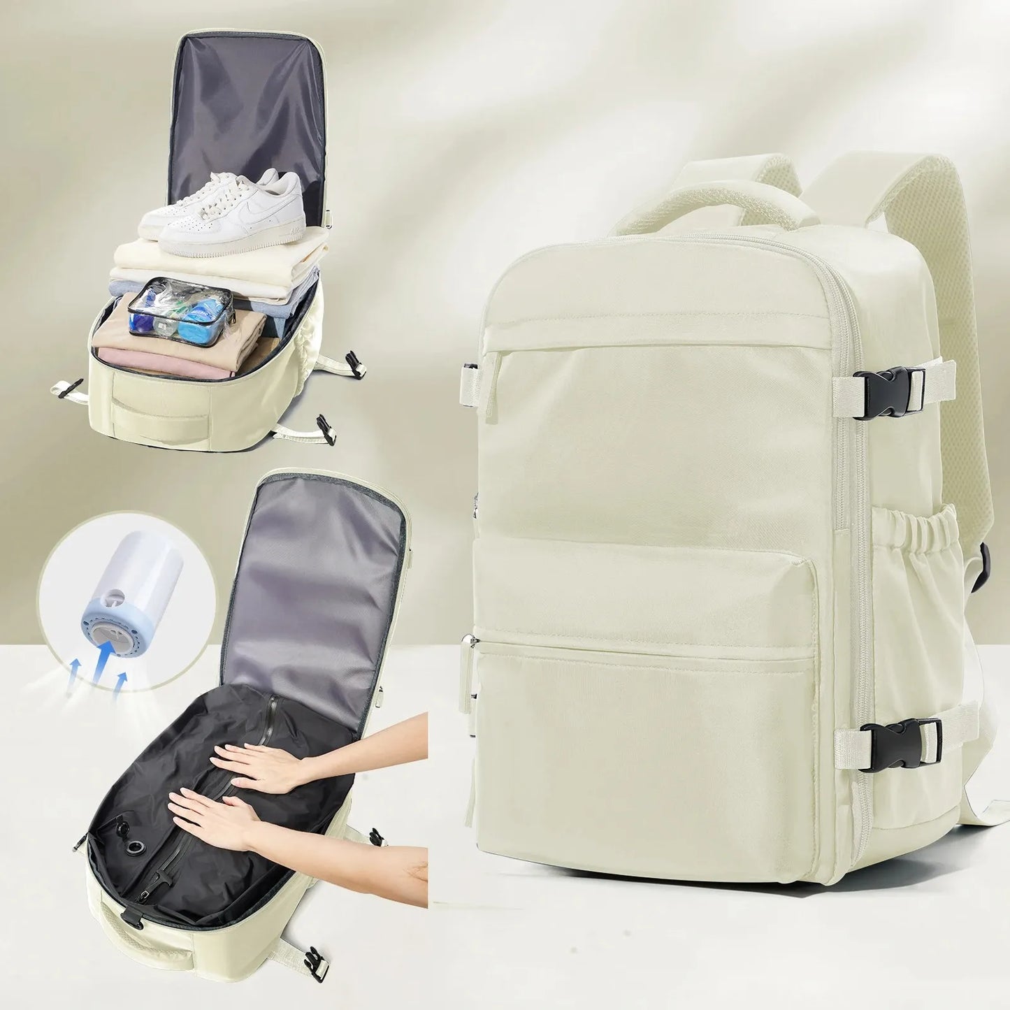 Vacuum Travel Backpack – Expandable Compression & Laptop Bag