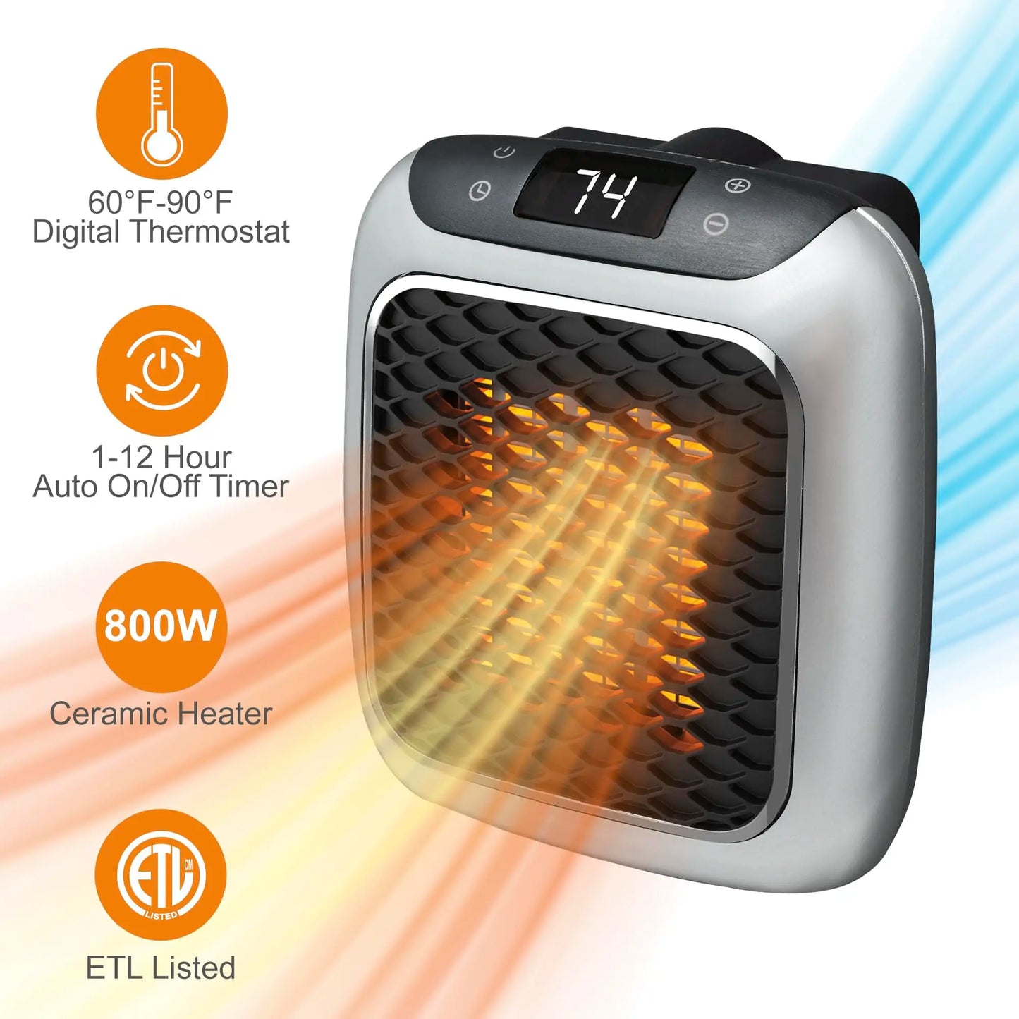 800W Portable Electric Heater with Remote – Fast Heating for Home & Office