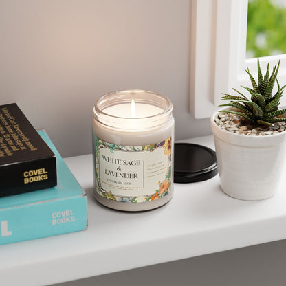 White Sage & Lavender Soy Candle — 9oz Calming Aromatherapy Jar