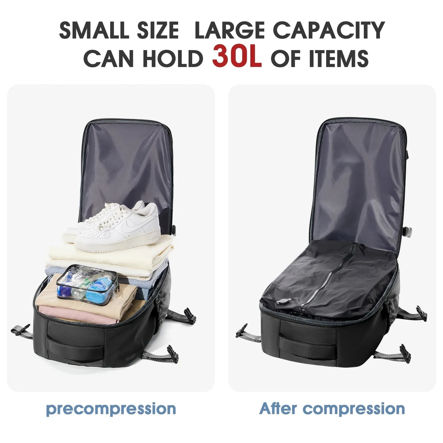 Vacuum Travel Backpack – Expandable Compression & Laptop Bag