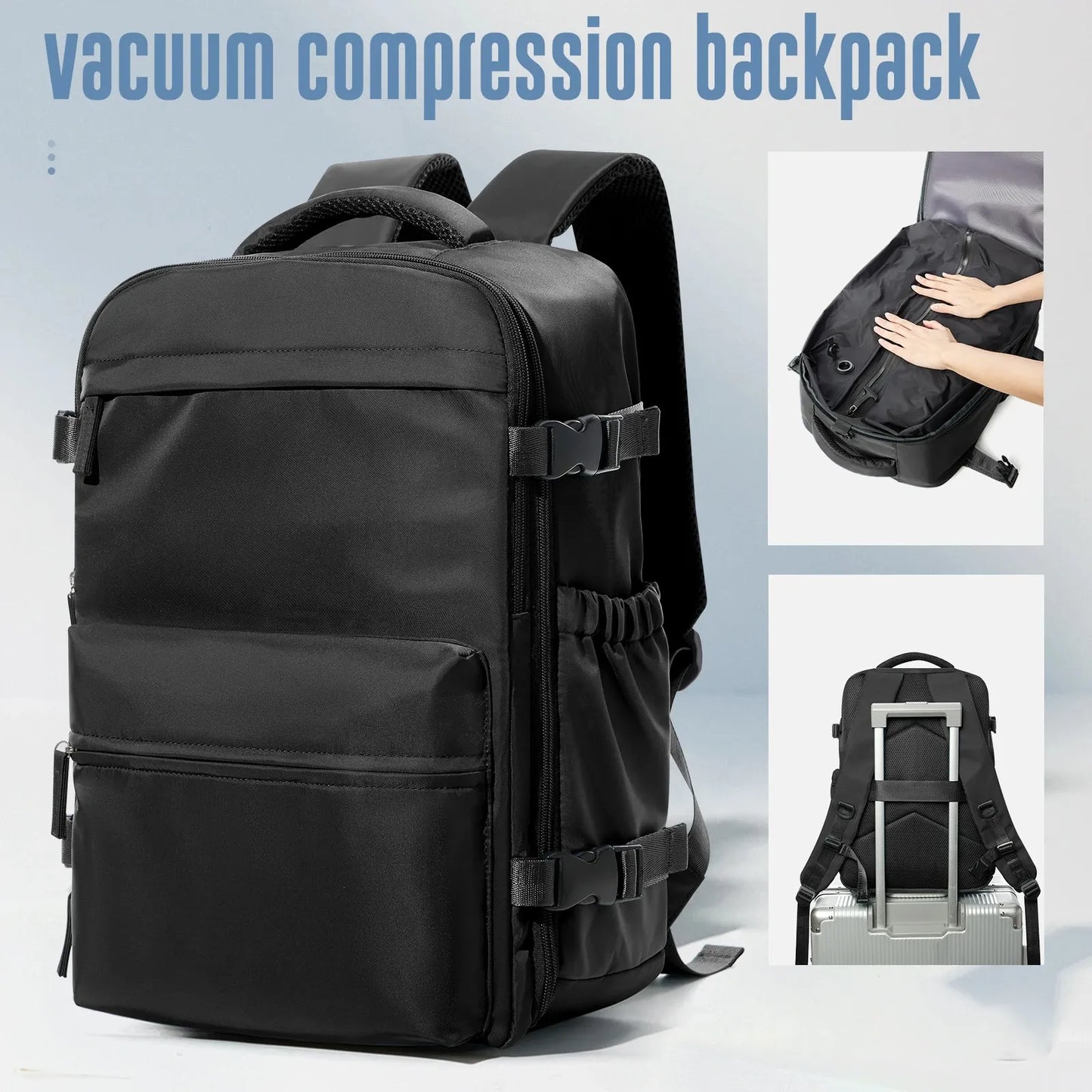 Vacuum Travel Backpack – Expandable Compression & Laptop Bag